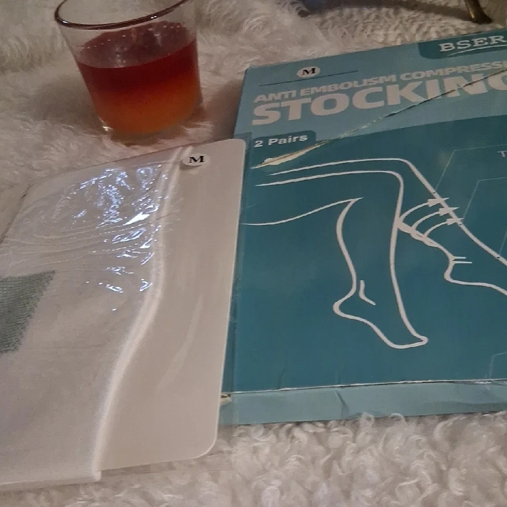 White Anti-Embolism Compression Stockings - Picture 4 of 12